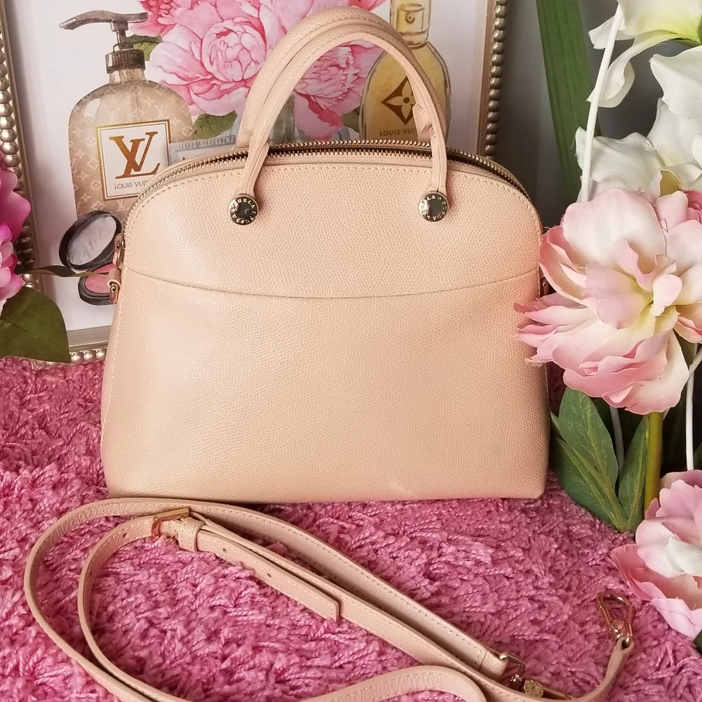 Furla Cream Satchel with Removable strap and Functional Lock charm